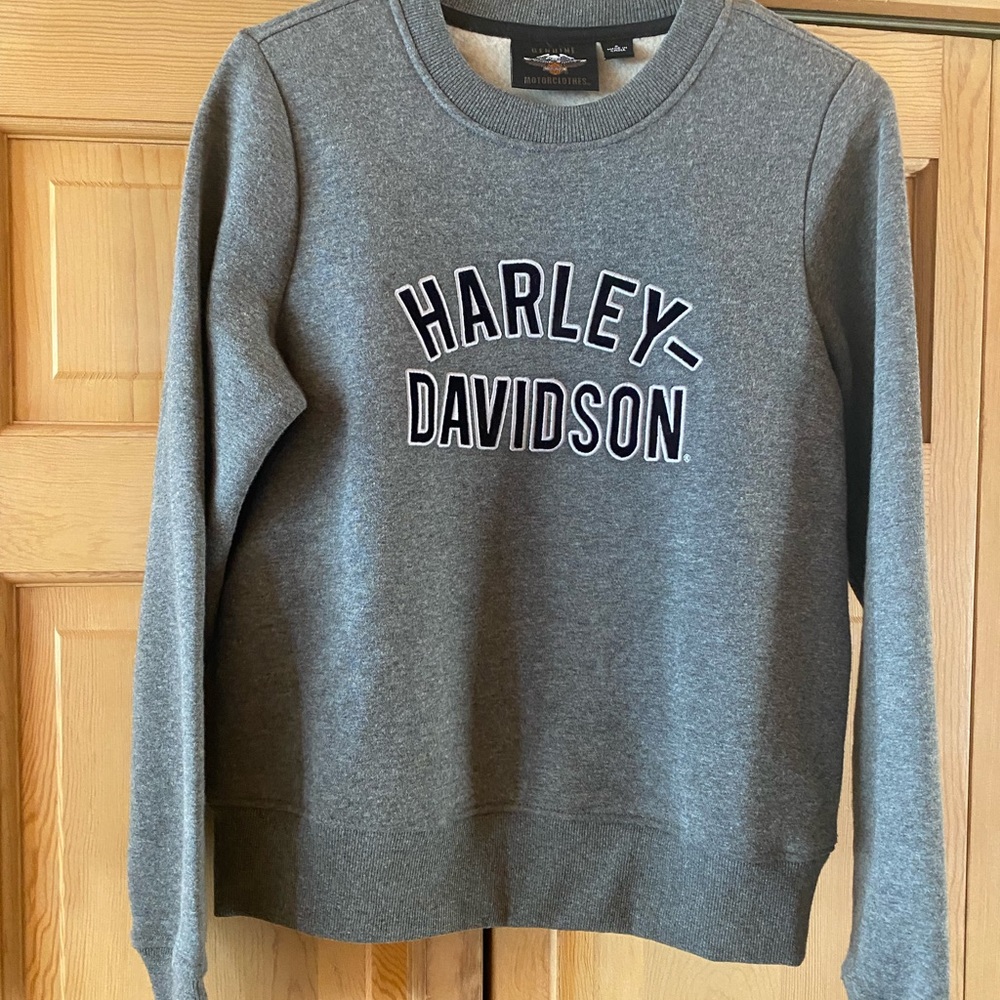 Harley-Davidson® Women's Applique Varsity HD Pullover Sweatshirt, Gray